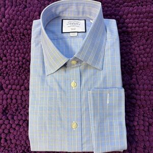 Charles Tyrwhitt Gold and Blue Checkered Dress Shirt 16 1/2